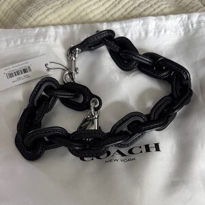 Coach Black Leather Chain Link Purse Strap New